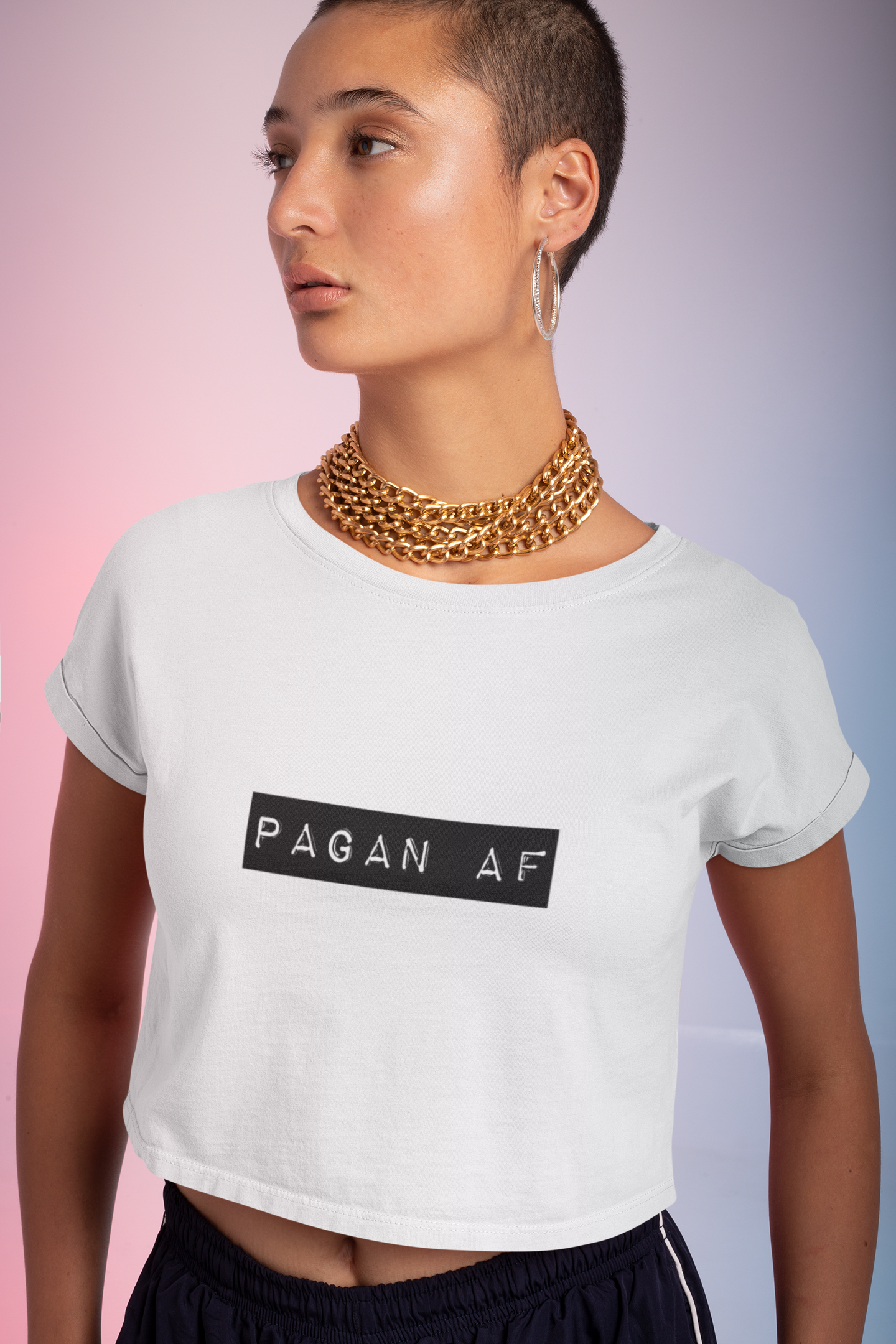 Pagan AF Crop Tee - White