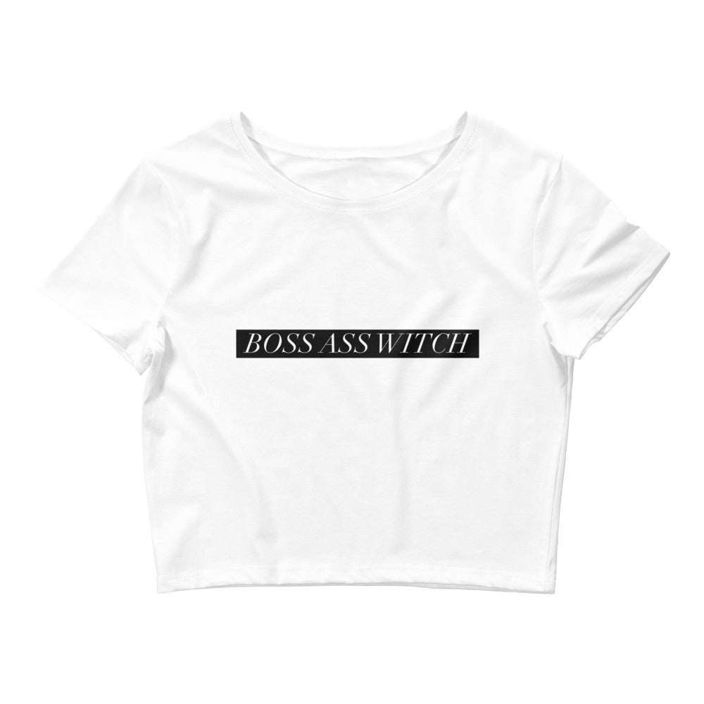 Boss Ass Witch Crop Tee - White