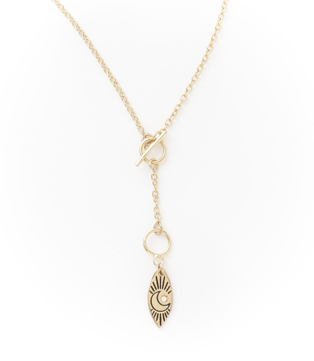 Ruchi Crescent Moon Lariat Necklace