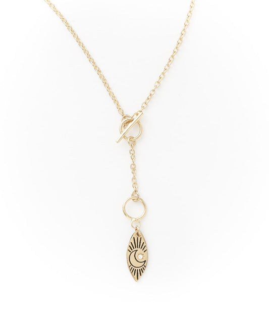 Ruchi Crescent Moon Lariat Necklace