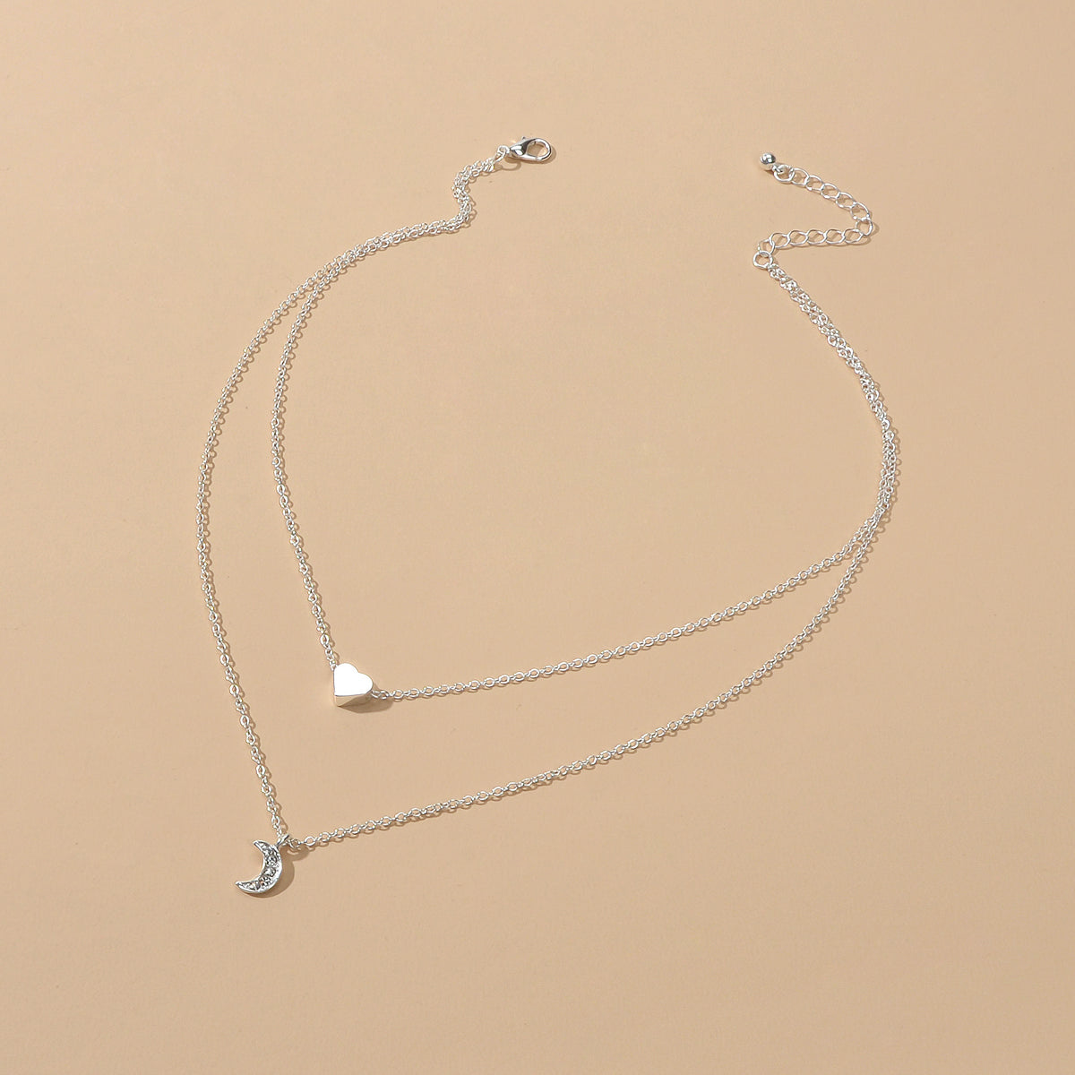 Heart & Crescent Layered Necklace