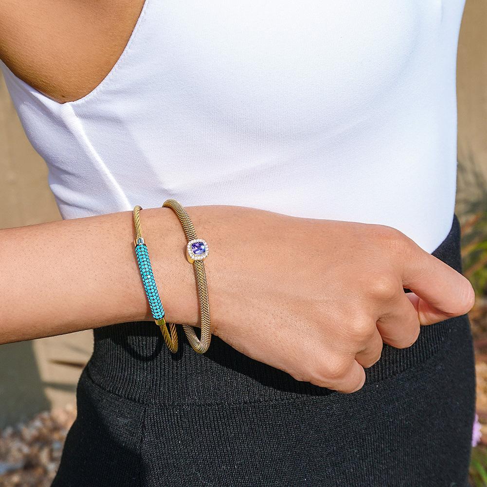Gaia Turquoise Halo Bangle Set