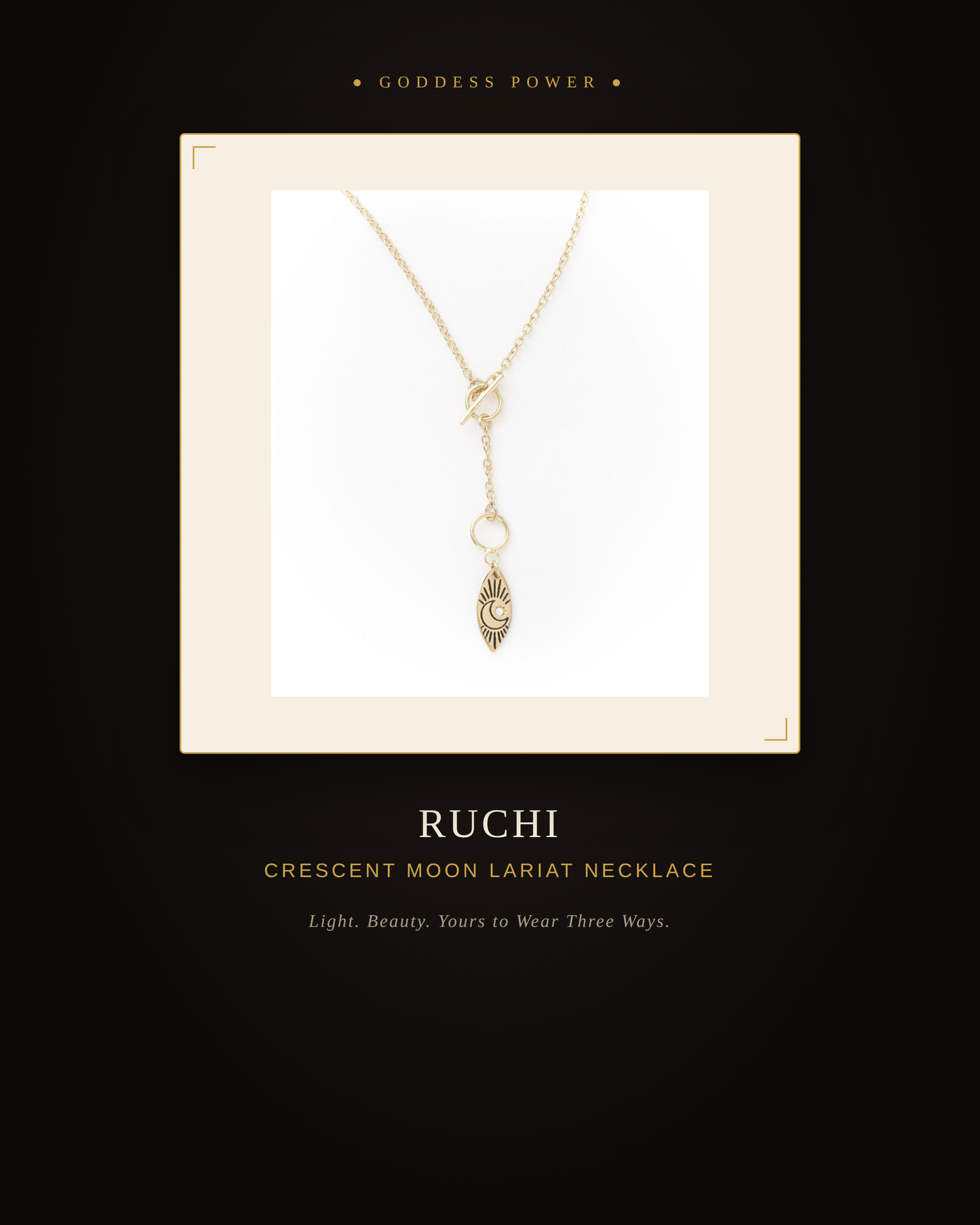 Ruchi Crescent Moon Lariat Necklace