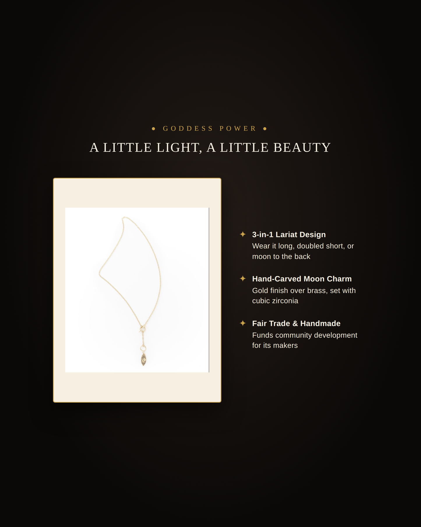 Ruchi Crescent Moon Lariat Necklace
