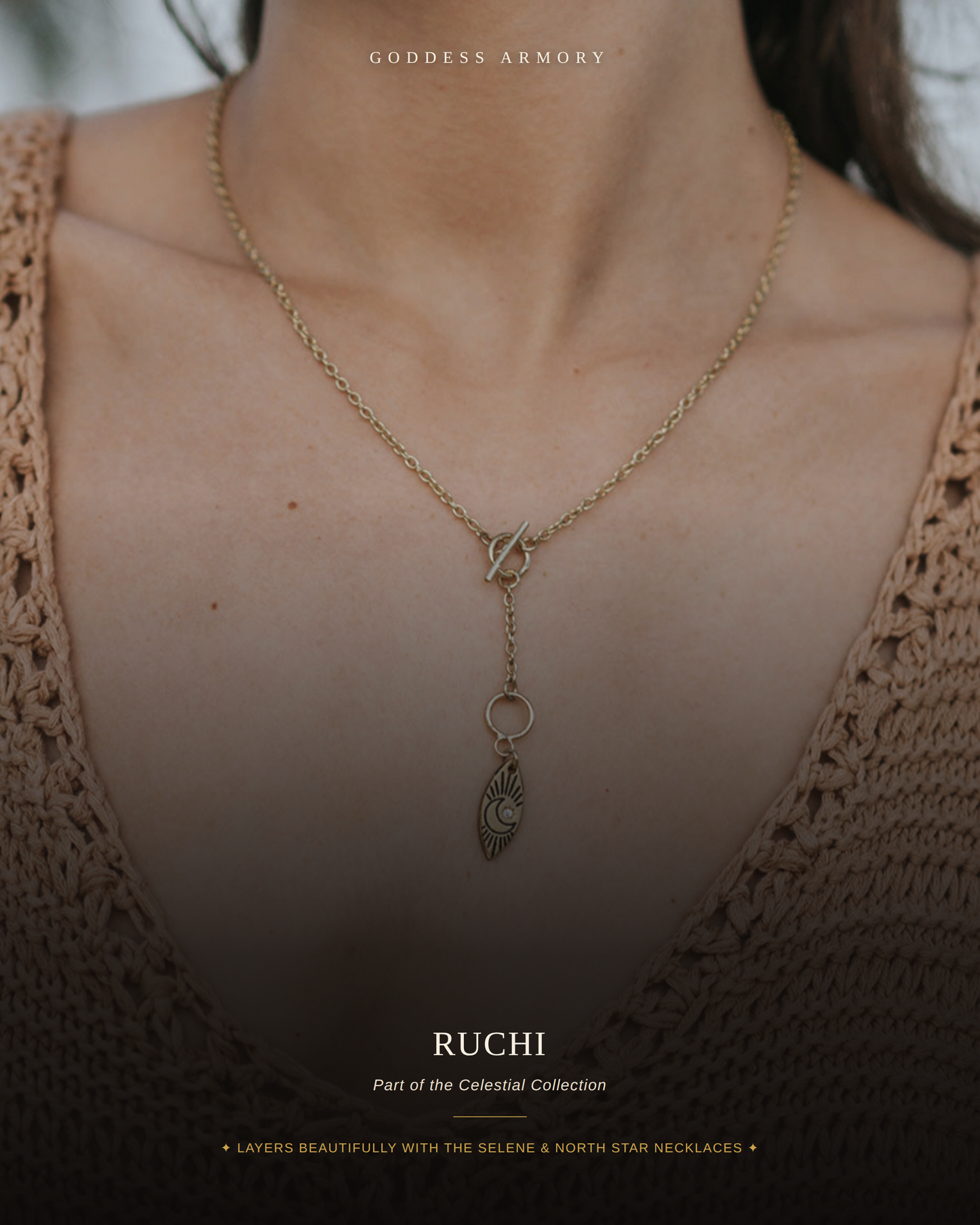 Ruchi Crescent Moon Lariat Necklace