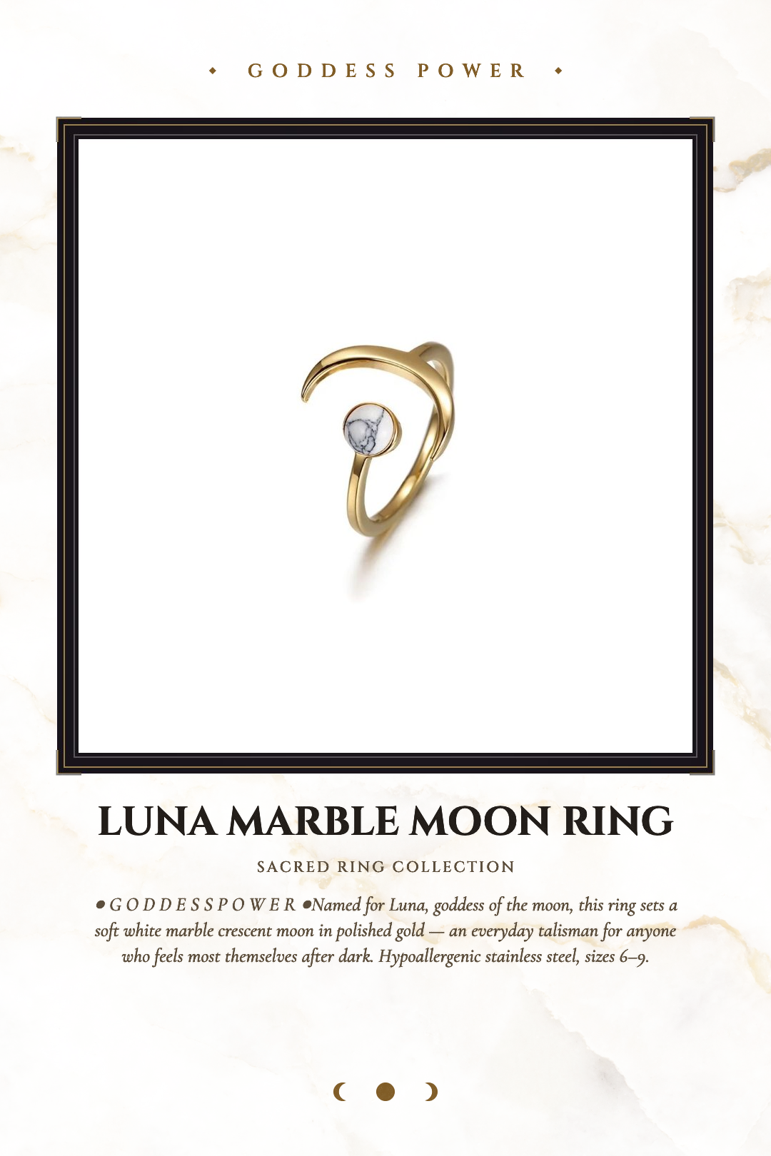 Luna Marble Moon Ring