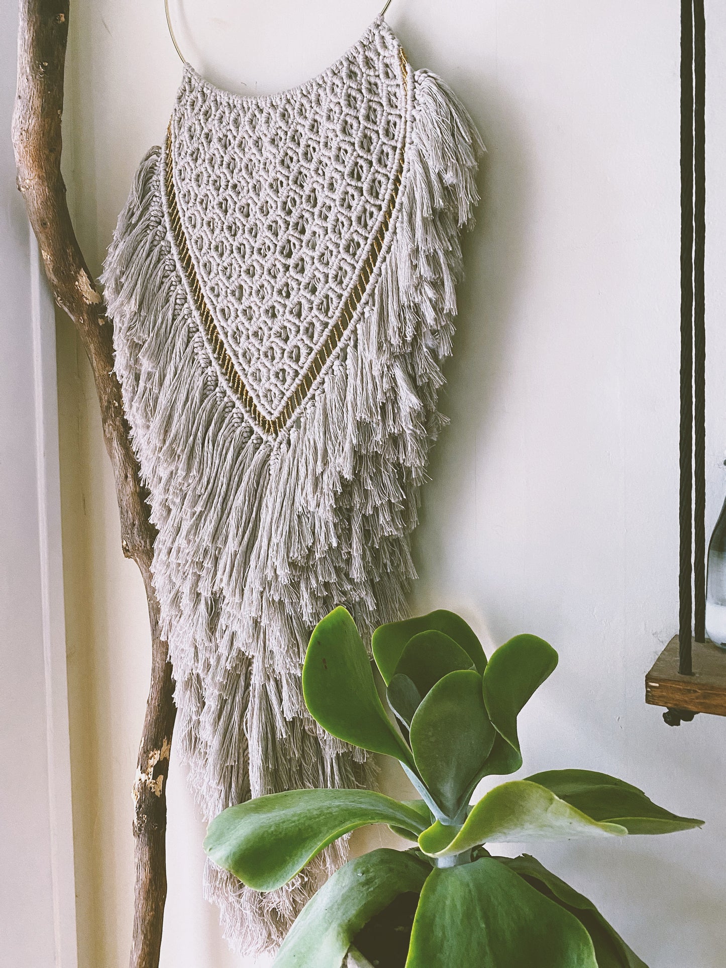 macrame wall hanging, wall hanging, bohemian wall hanging, boho wall hanging, fiber art wall hanging, custom macrame wall hanging, crystal healing, crystal decor, fine art, anthropologie decor, free people decor, anthropologie wall hanging, bespoke wall hanging, boho style, boho wall hanging, bohemian art, bohemian decor